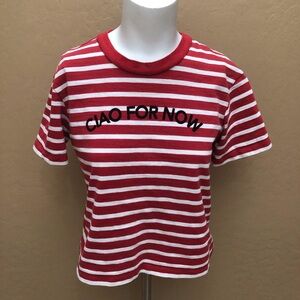 MADEWELL Striped Red and White womens shirt “CIAO FOR NOW” Size: XXS